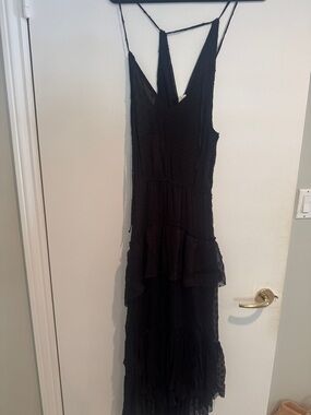 Rahi Cali NWT Black Tiered Maxi Dress with Spaghetti Straps